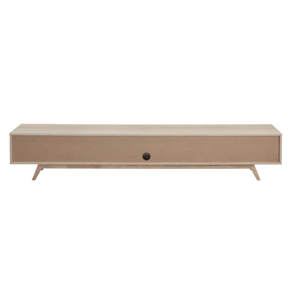 rear of oak TV stand on a white background
