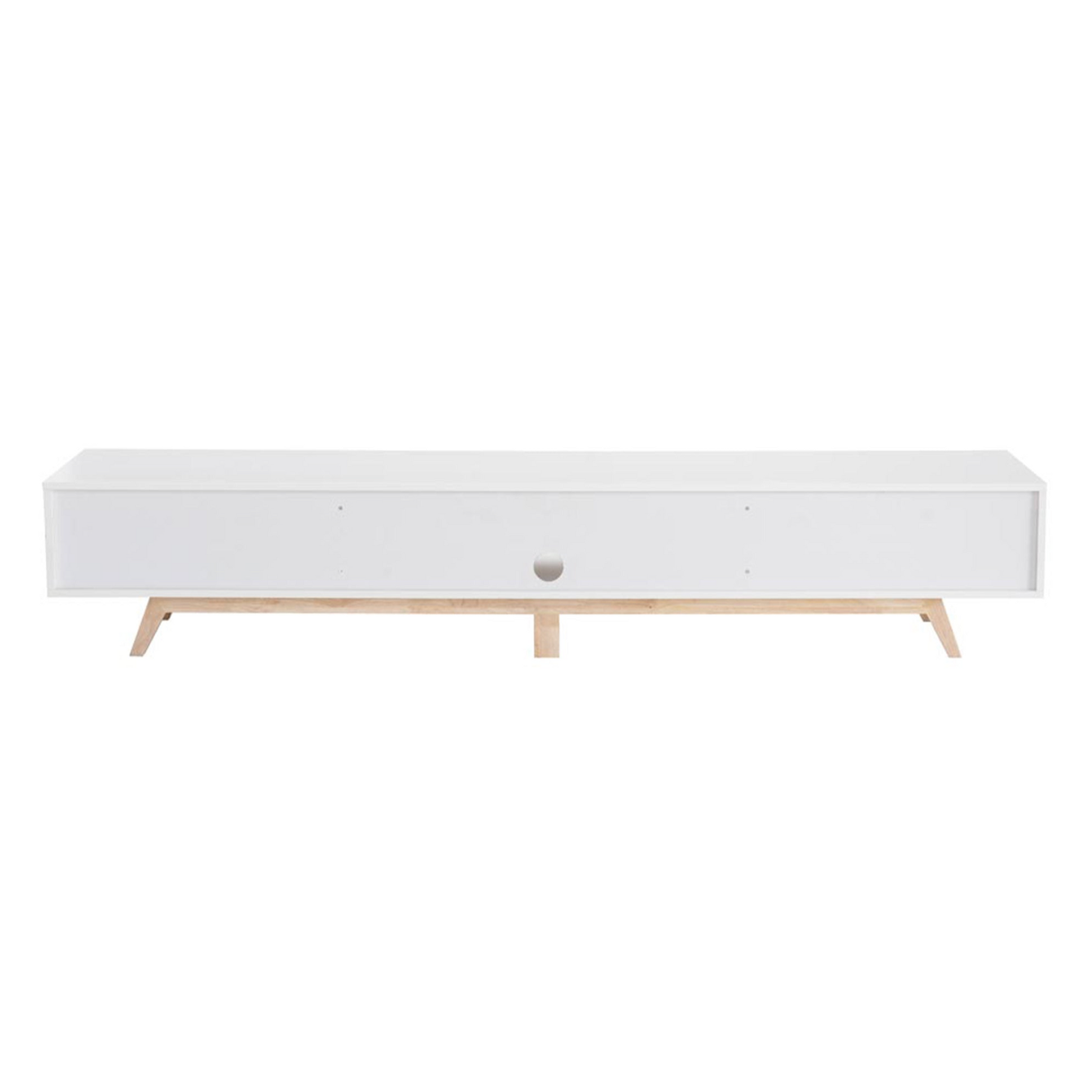 rear white tv unit on white background