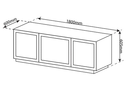 Tauris Platinum 1800 TV Cabinet - Dimensions
