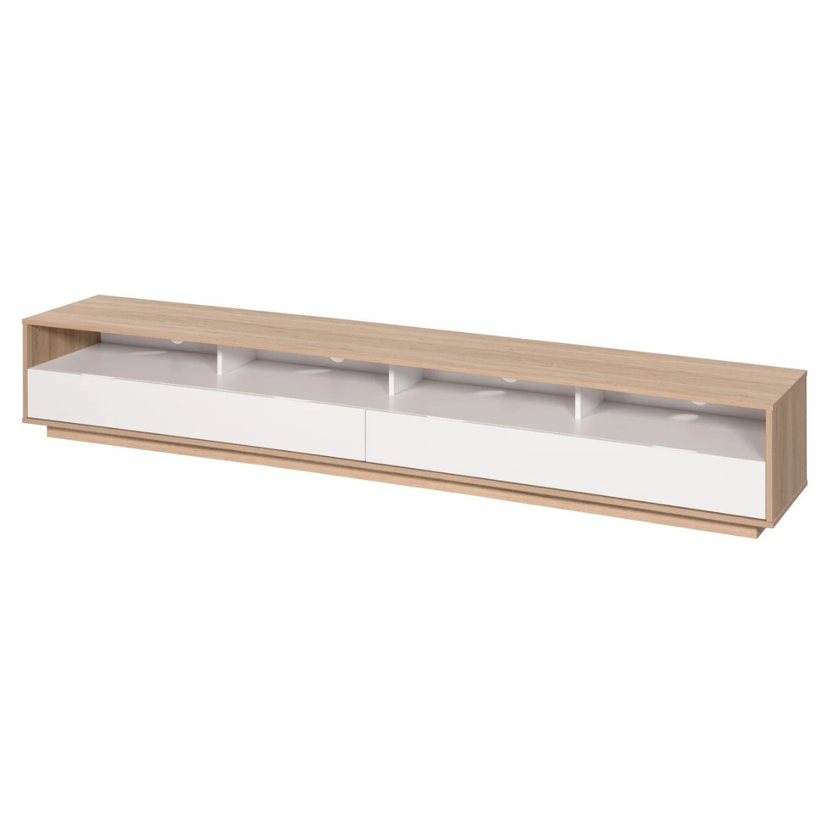 Angle view of oak Tauris Suave 2200 TV Cabinet