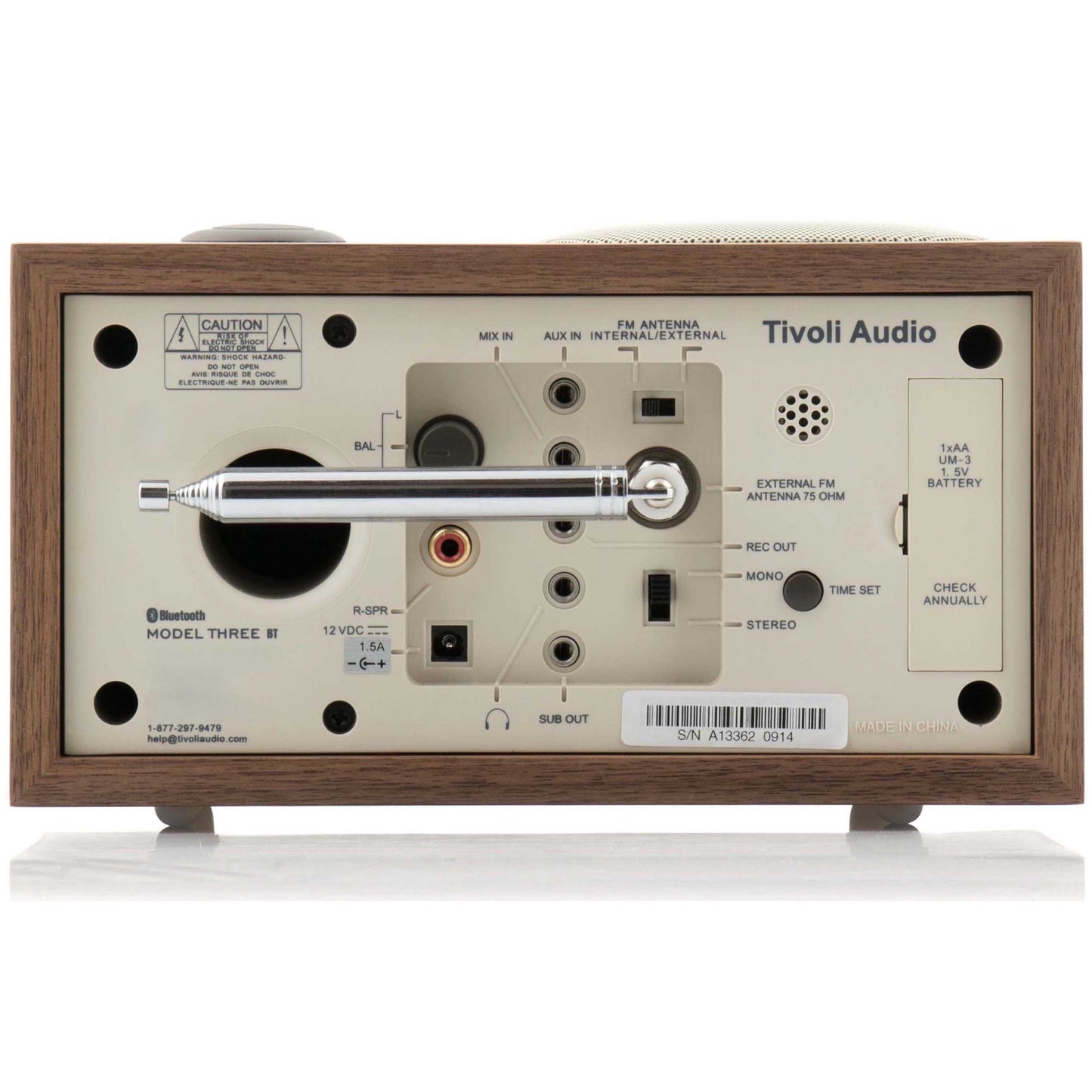 Tivoli Audio Model Three BT Walnut - Rear