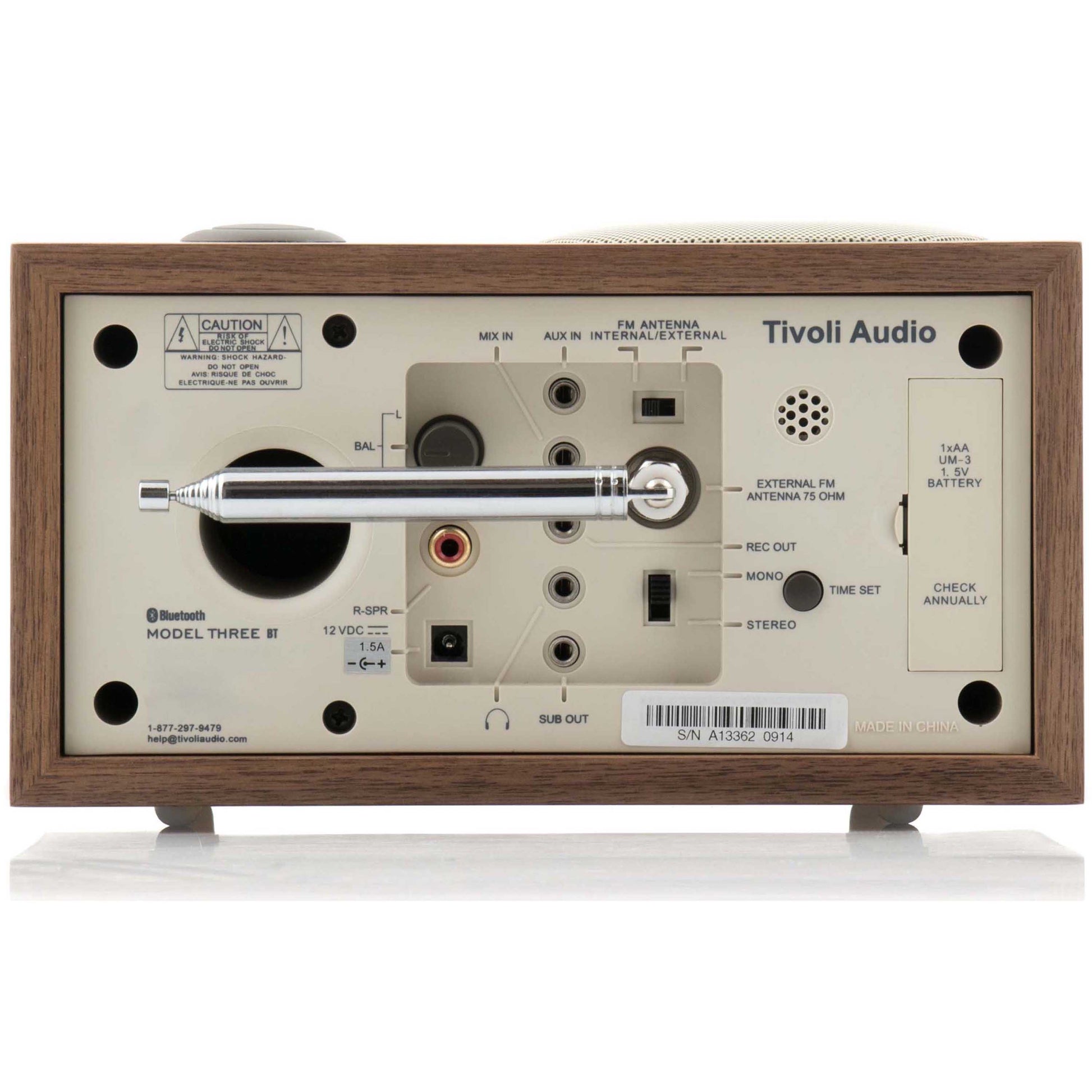 Tivoli Audio Model Three BT Walnut - Rear
