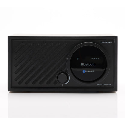 Front of black Tivoli Audio Model One Digital Gen 3 on white background
