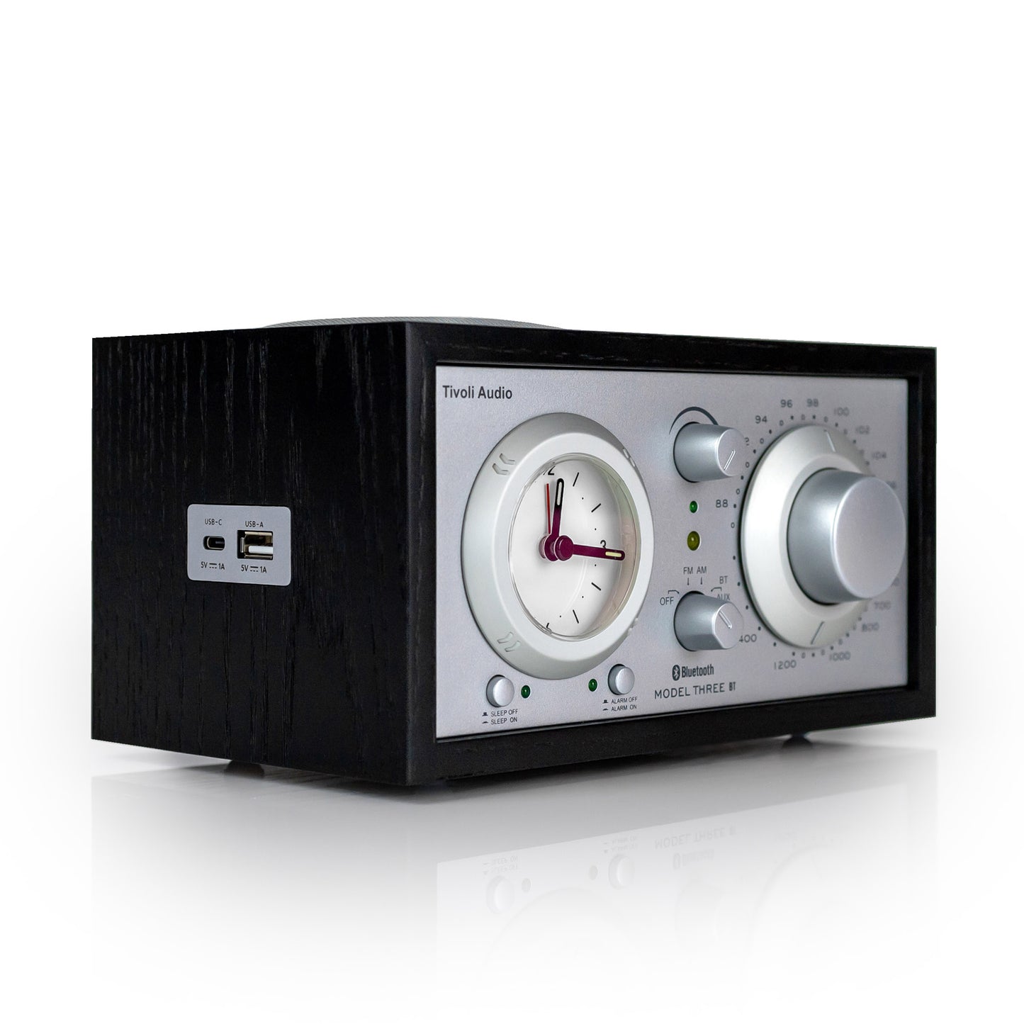 Tivoli Audio Model Three BT with USB-C angle view in black