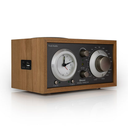 Tivoli Audio Model Three BT with USB-C angle view in cherry