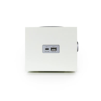 Side view of Tivoli Audio Model Three BT with USB-C showing usb ports