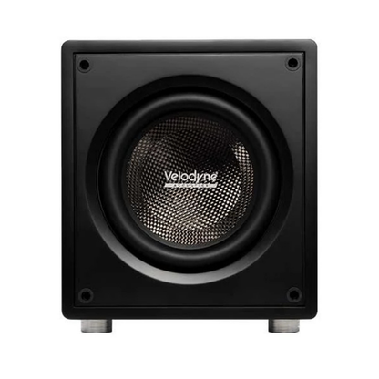 A black Velodyne VI-Q 12 Subwoofer on a white background
