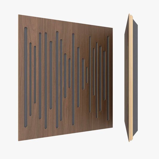 Vicoustic Wavewood Ultra Lite Absorber Panels in dark walnut