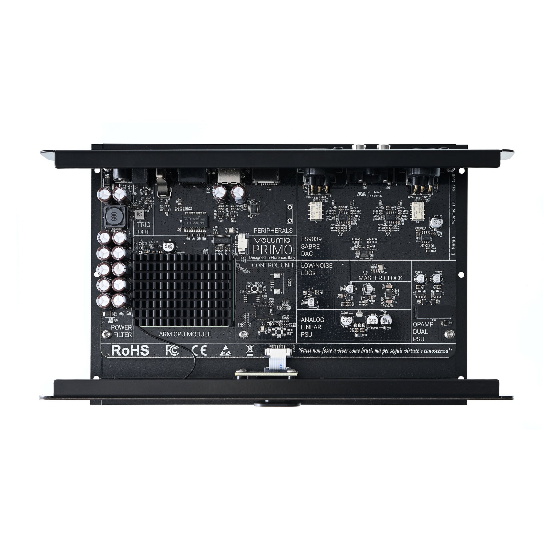 Internal view of Volumio Primo V3 Streaming DAC on a white background
