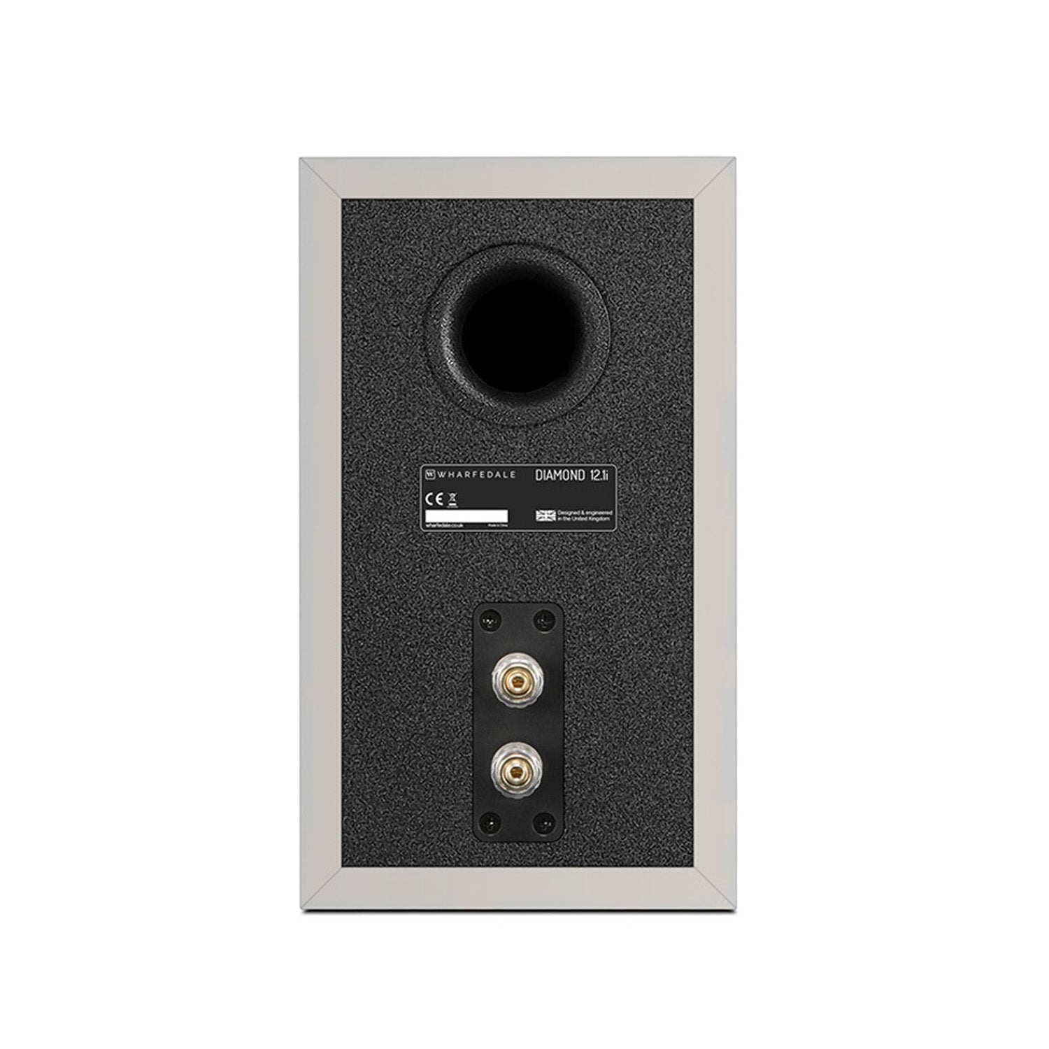 Back view of Wharfedale Diamond 12.1i Speaker in stone grey