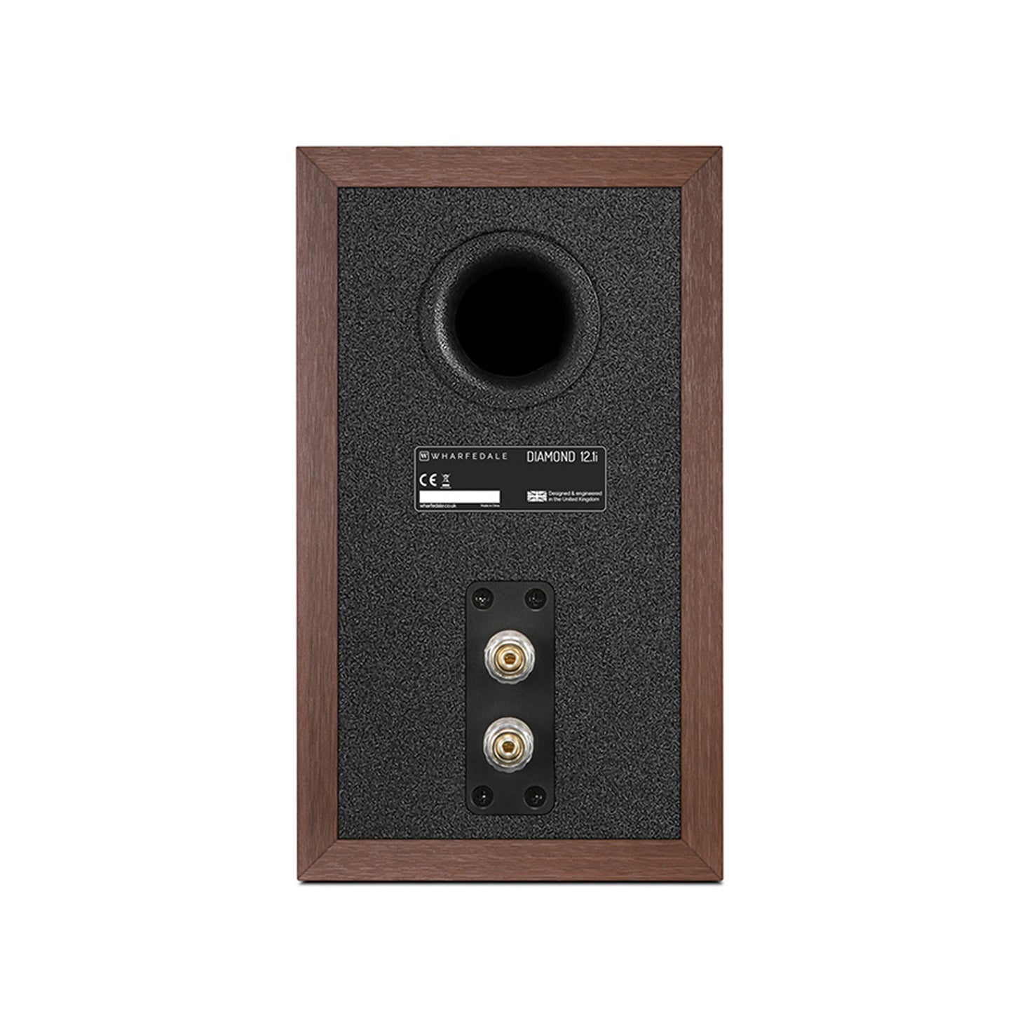 Back view of Wharfedale Diamond 12.1i Speaker in walnut