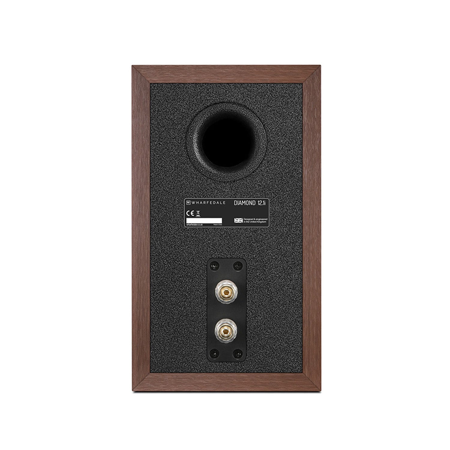 Back view of Wharfedale Diamond 12.1i Speaker in walnut