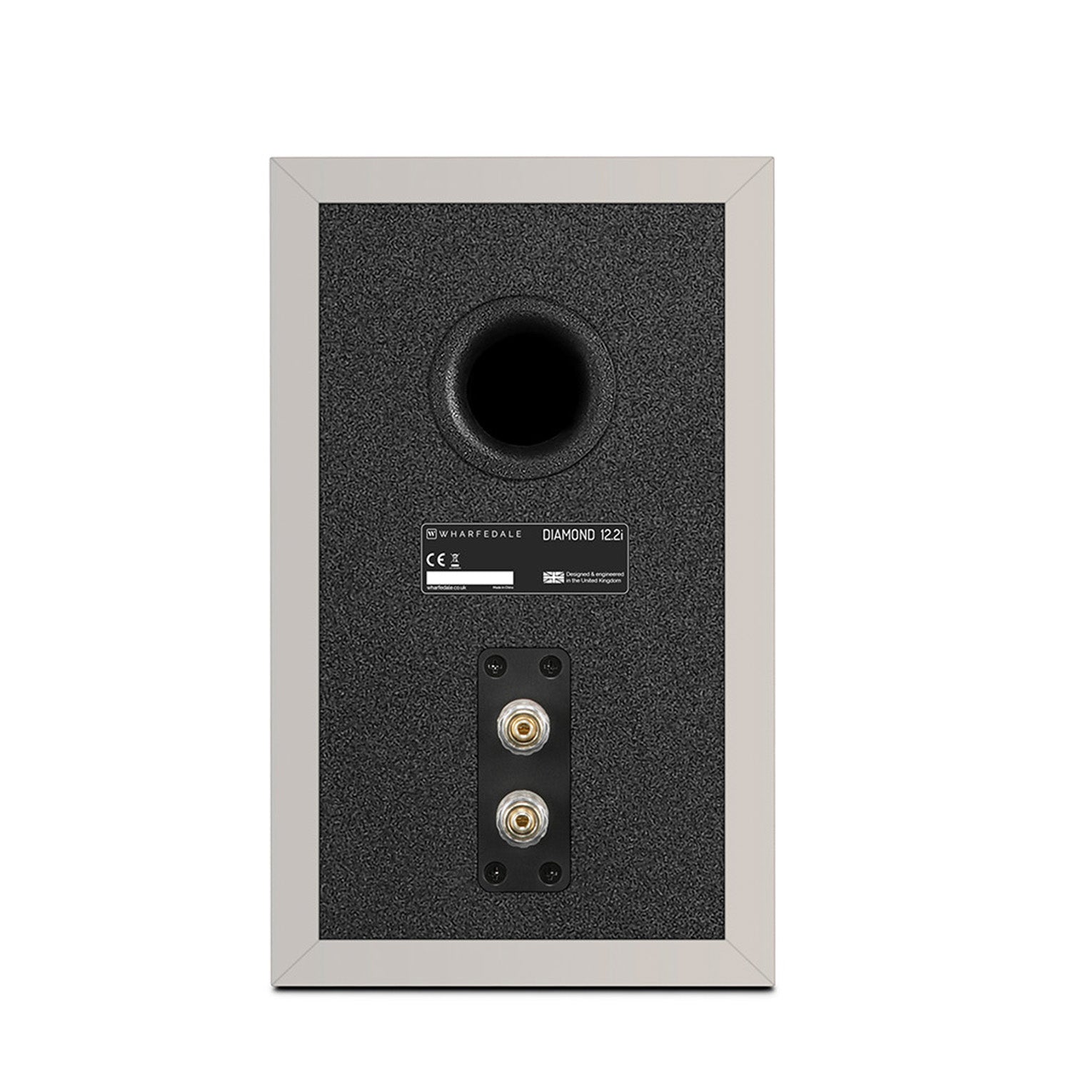 Back of Wharfedale Diamond 12.2i Speaker in stone grey