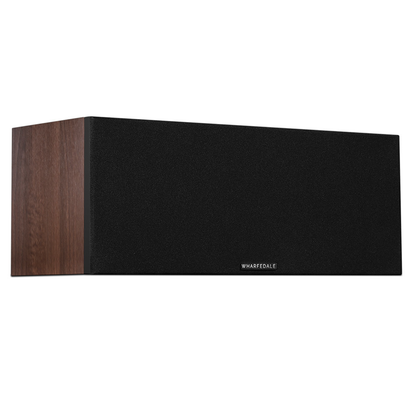 Walnut Wharfedale Diamond 12.Ci Centre Speaker with grill on on white background