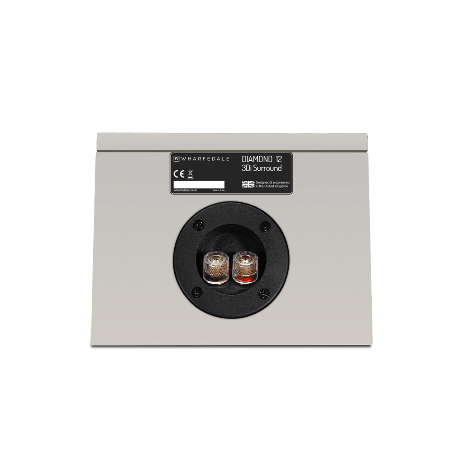 Back of stone grey Wharfedale Diamond 12.3Di Surround Speaker