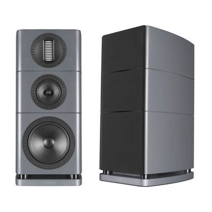 A pair of Wharfedale Elysian 2R Bookshelf Speakers in Lunar Grey