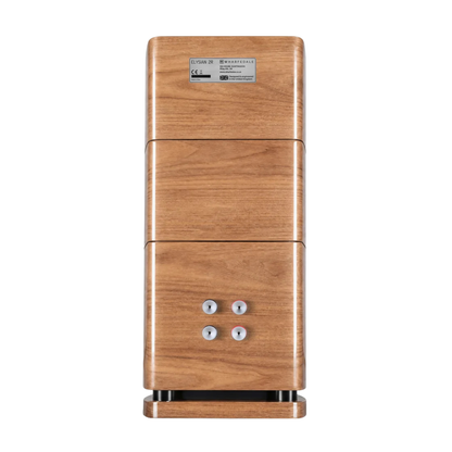 Rear view of walnut Wharfedale Elysian 2R Bookshelf Speaker
