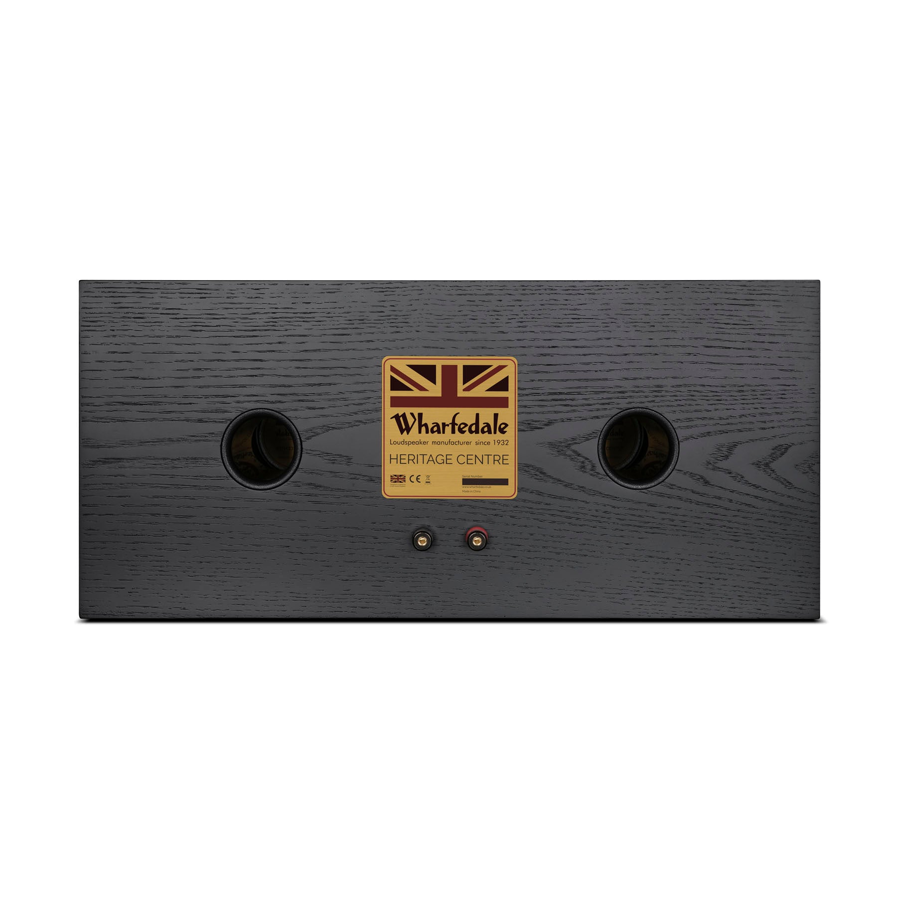 Back view of black Wharfedale Heritage Centre Loudspeaker