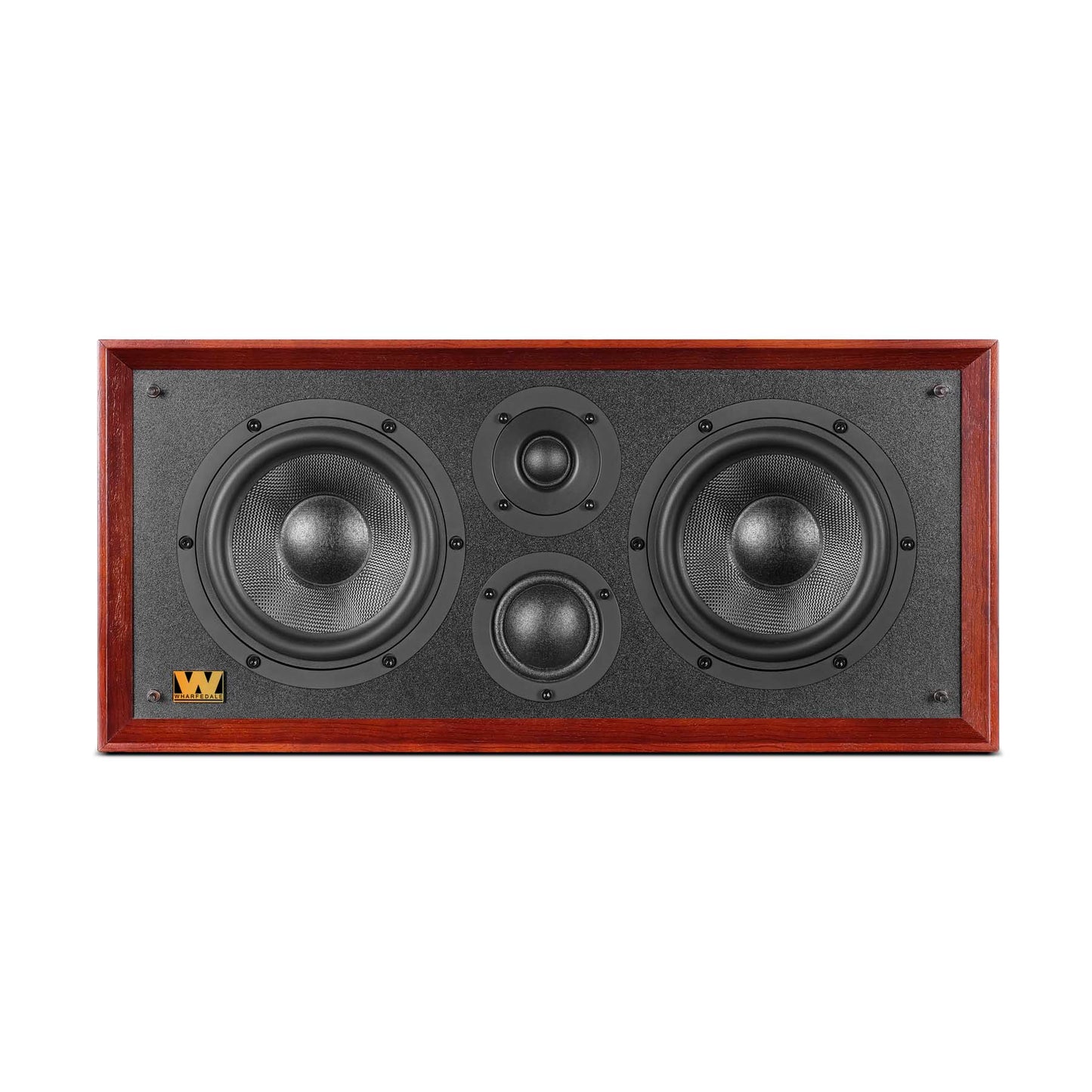 Front view of mahogany Wharfedale Heritage Centre Loudspeaker no grille