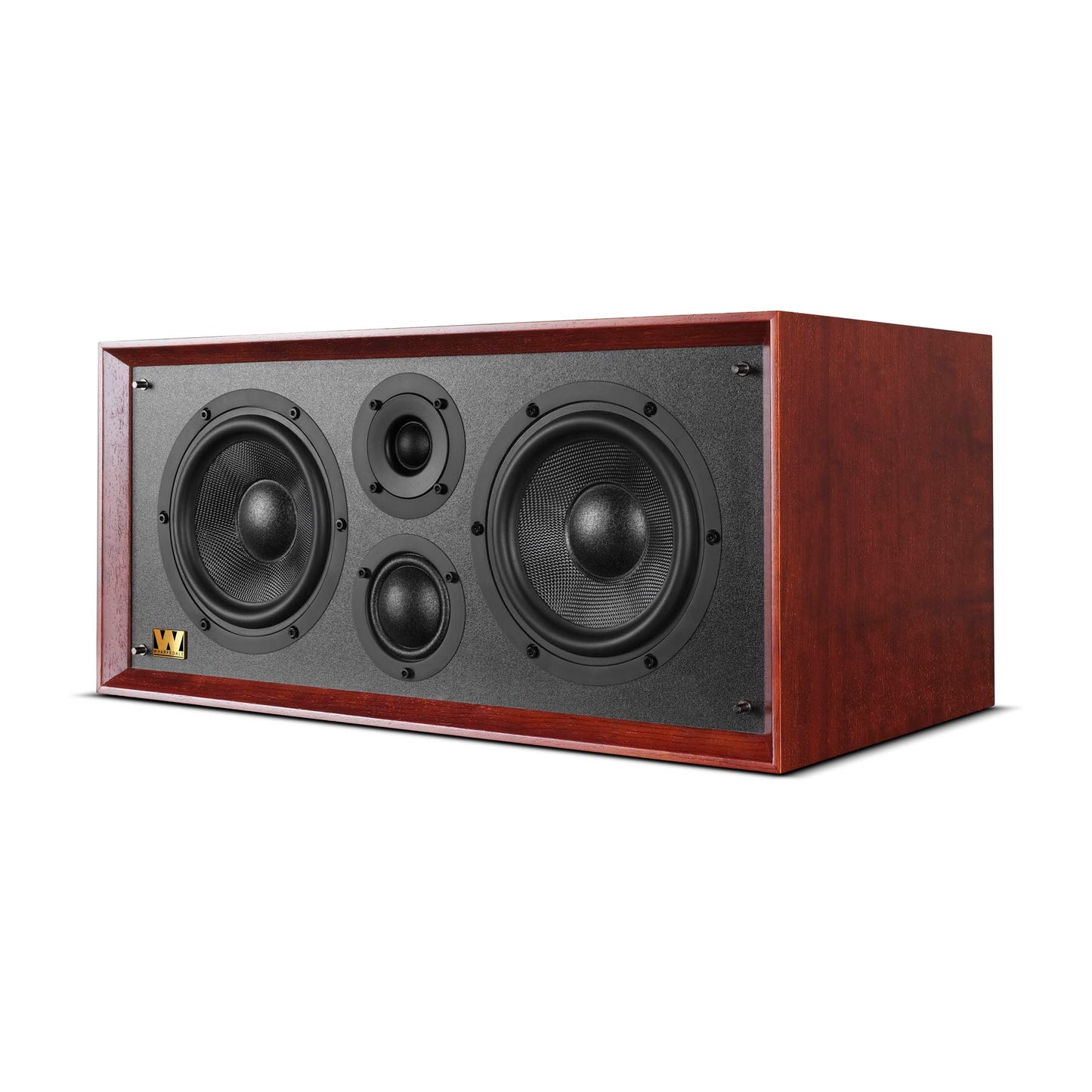 Front angle view of mahogany Wharfedale Heritage Centre Loudspeaker