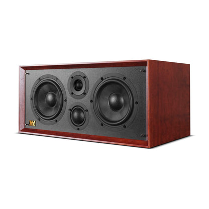 Front angle view of mahogany Wharfedale Heritage Centre Loudspeaker