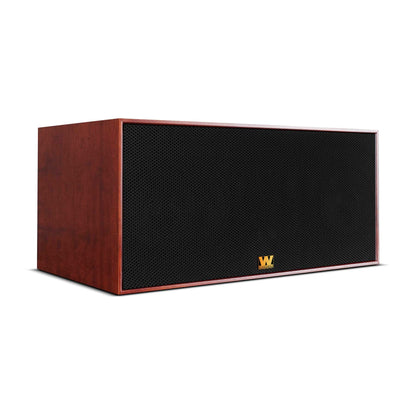 Front angle view of mahogany Wharfedale Heritage Centre Loudspeaker
