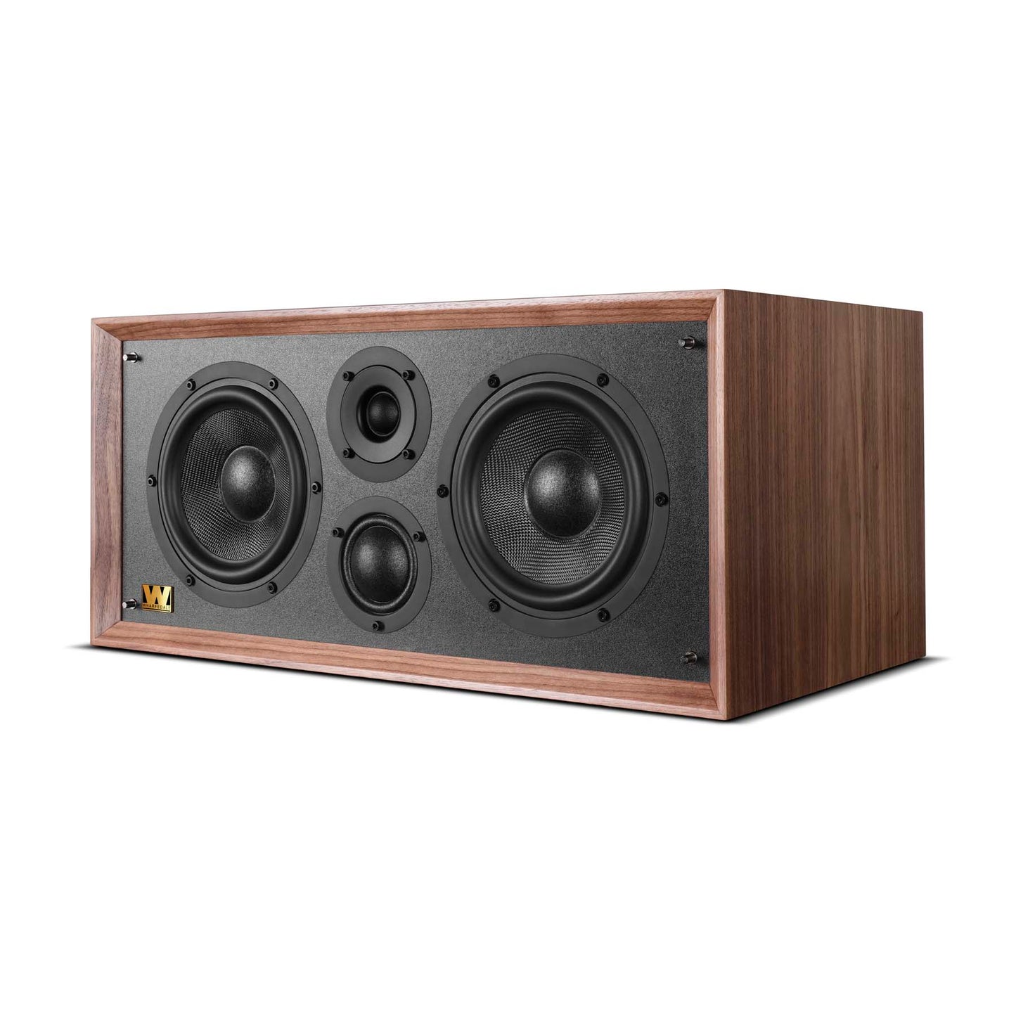 Front angle of walnut Wharfedale Heritage Centre Loudspeaker