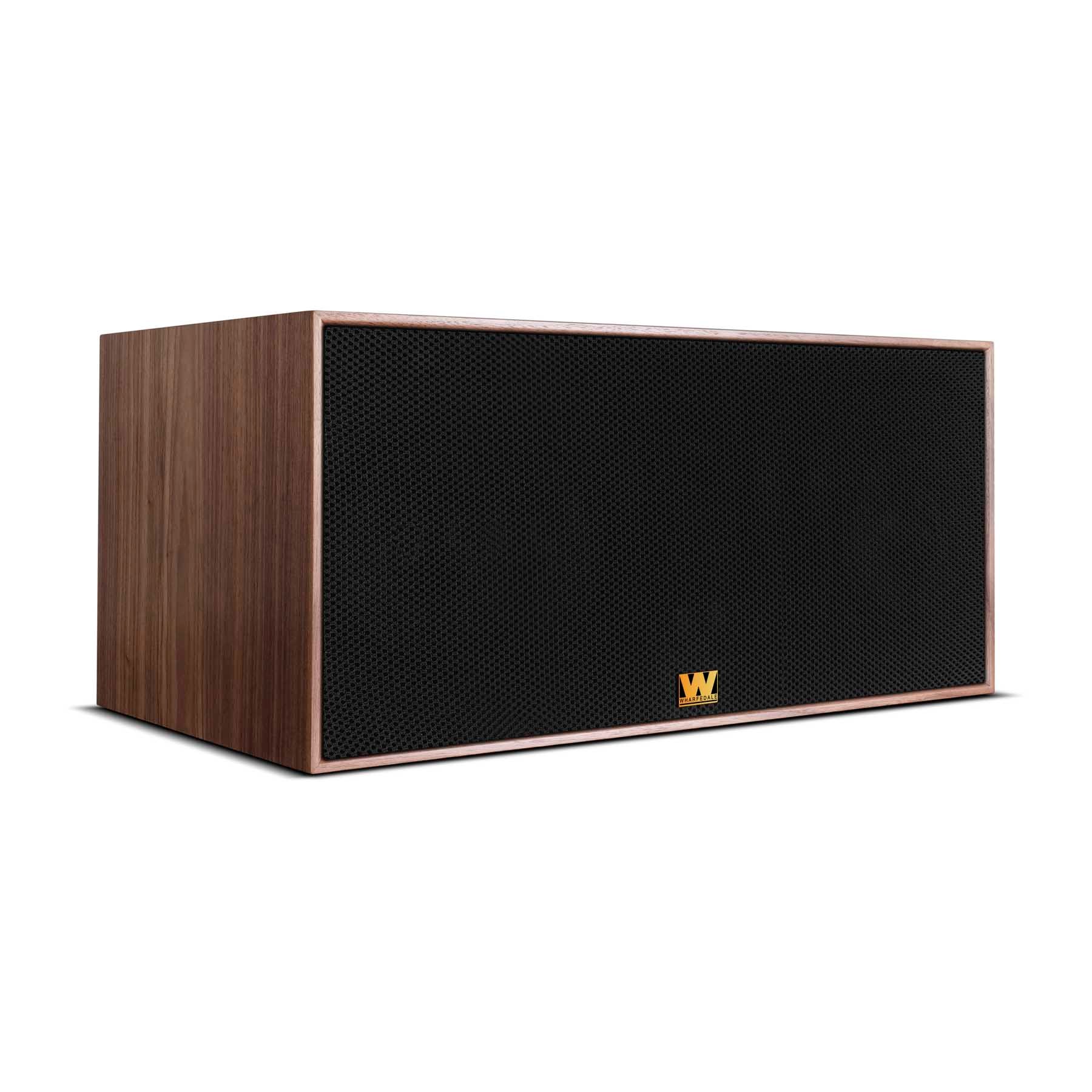Front angle view of walnut Wharfedale Heritage Centre Loudspeaker