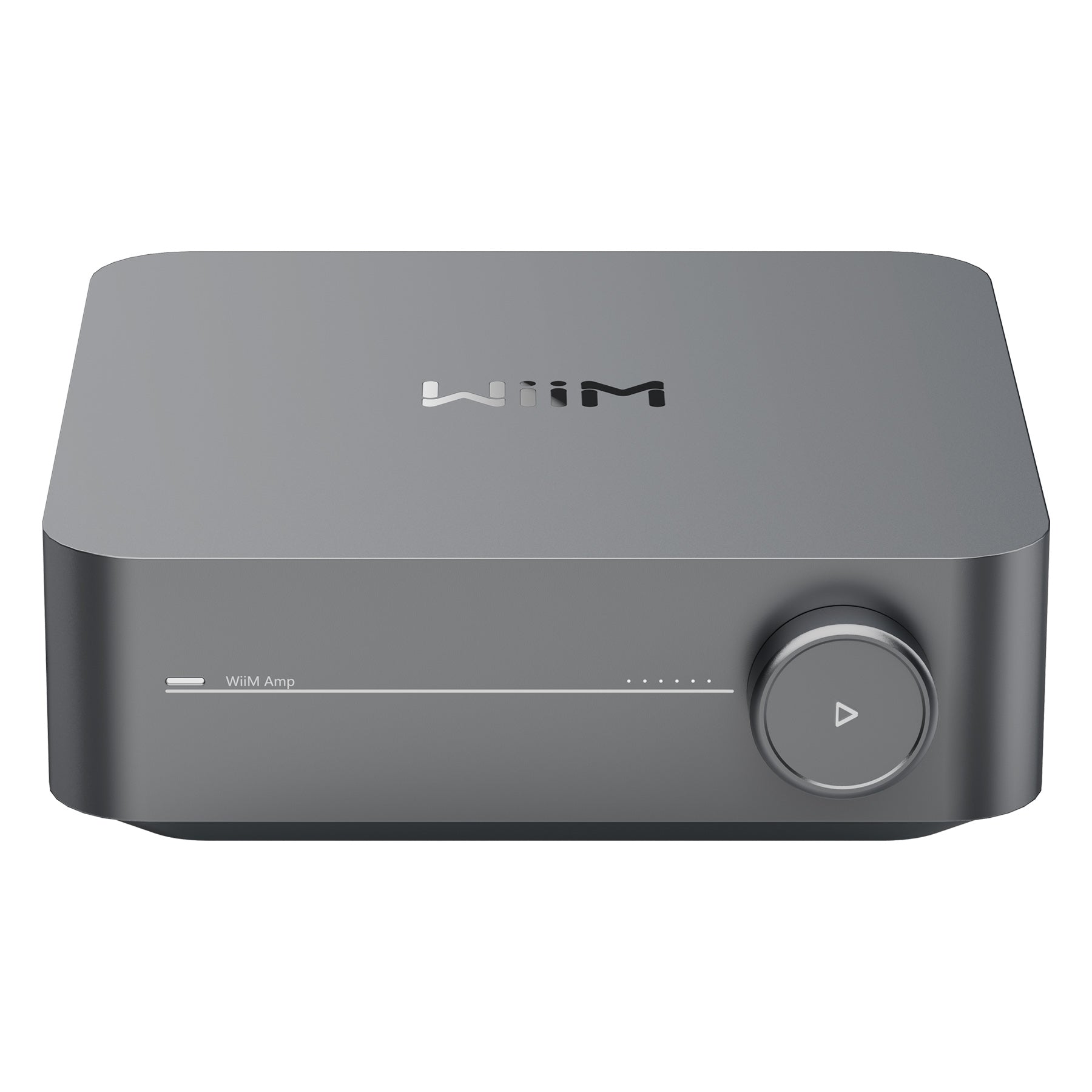 Front view of WiiM Amp Streaming Amplifier in space grey