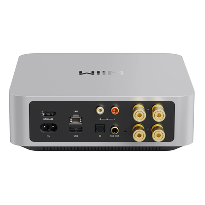 Back view of silver WiiM Amp Streaming Amplifier