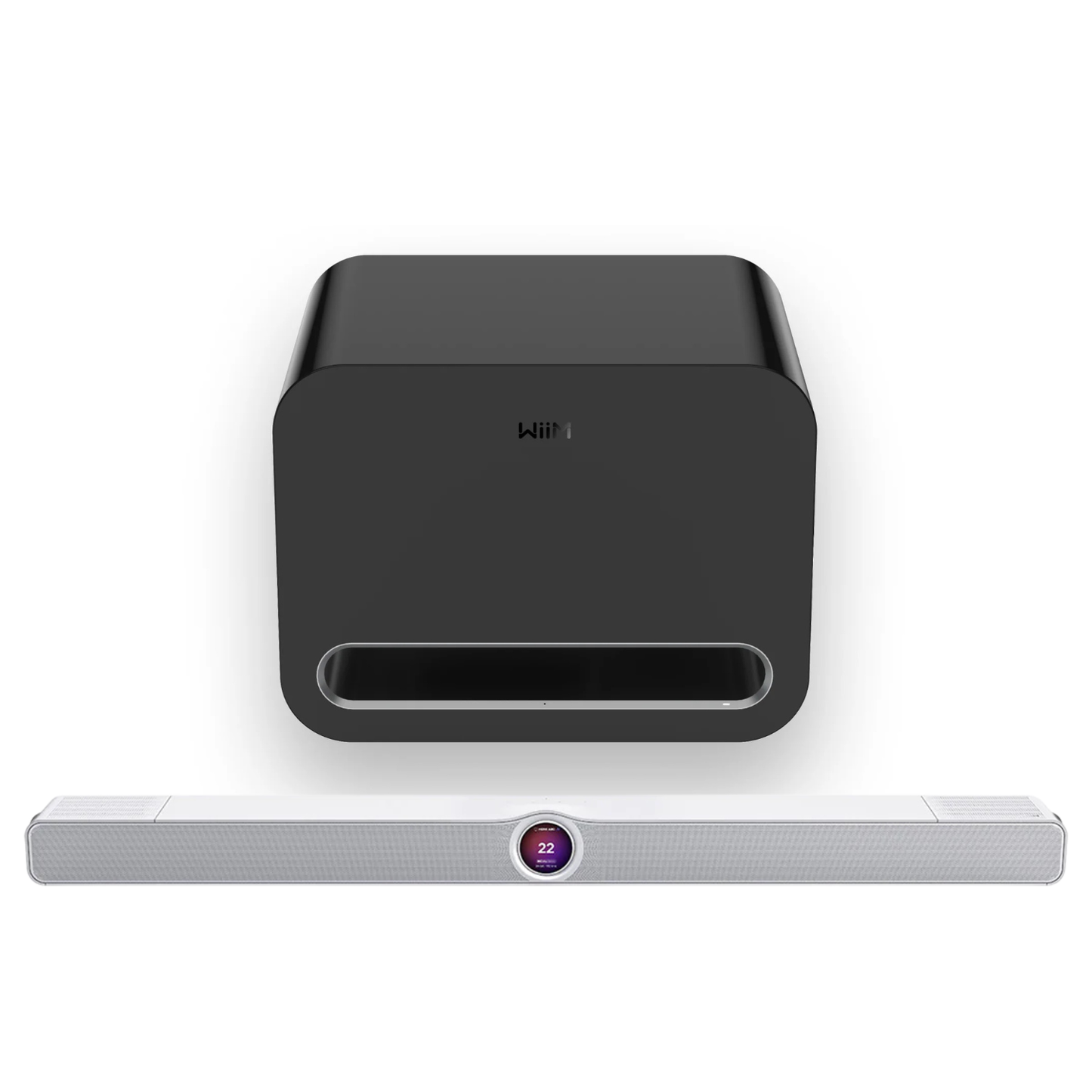 WiiM Bar & Sub Combo in matte white and black sub