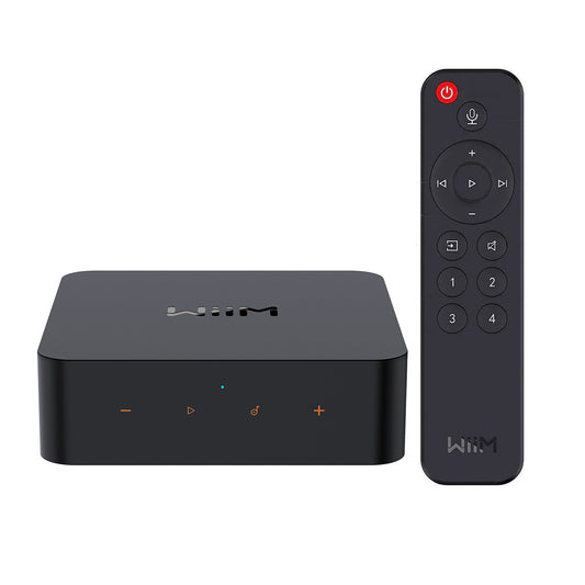 WiiM Pro Plus Network Music Streamer - Shown with Remote Control