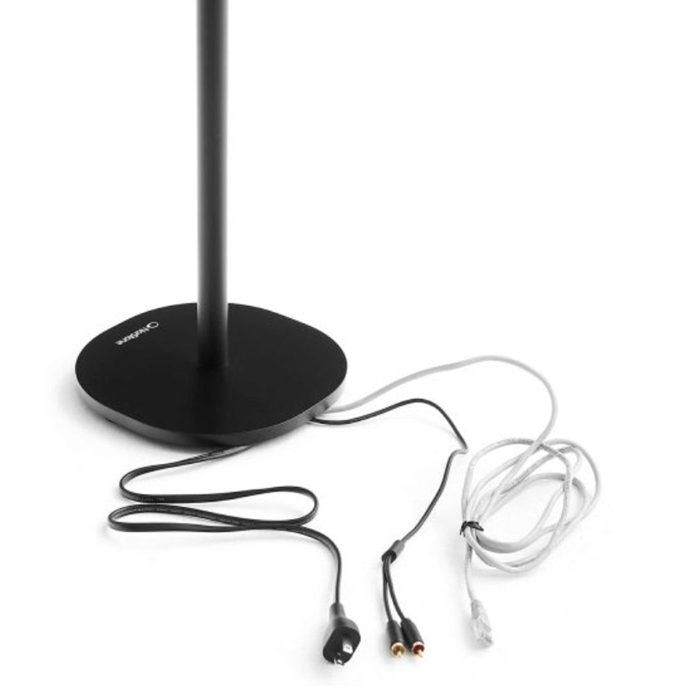 Black floor stand with cables on a white background