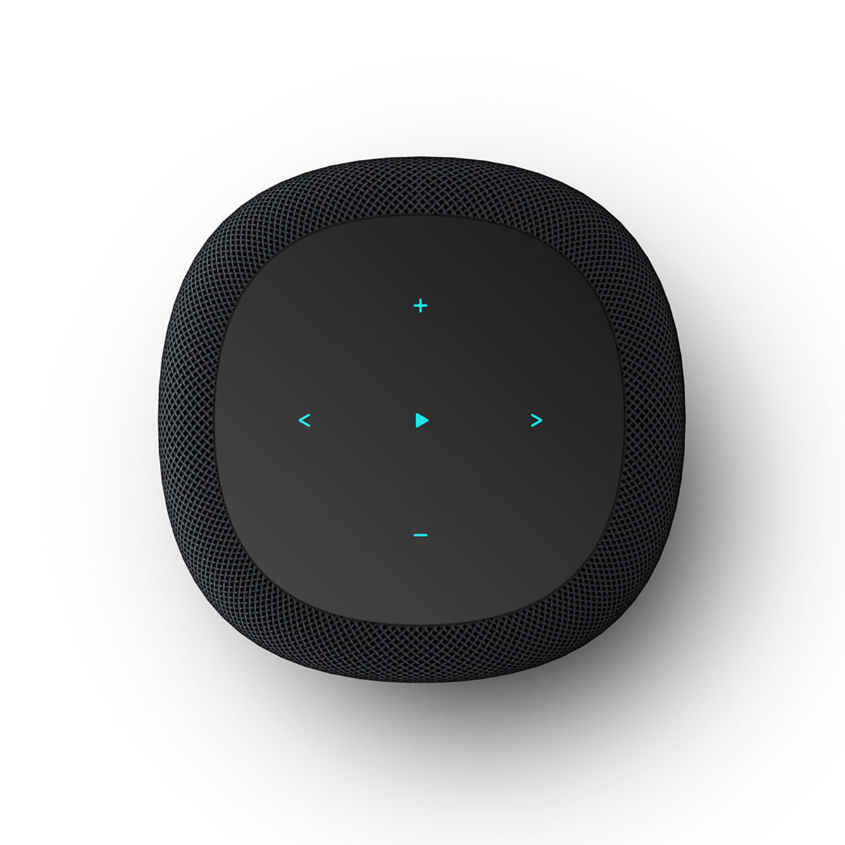 Top view of WiiM Sound Smart Speaker in black showing control panel