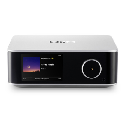 Front view of WiiM Ultra Wireless Audio Streamer in silver