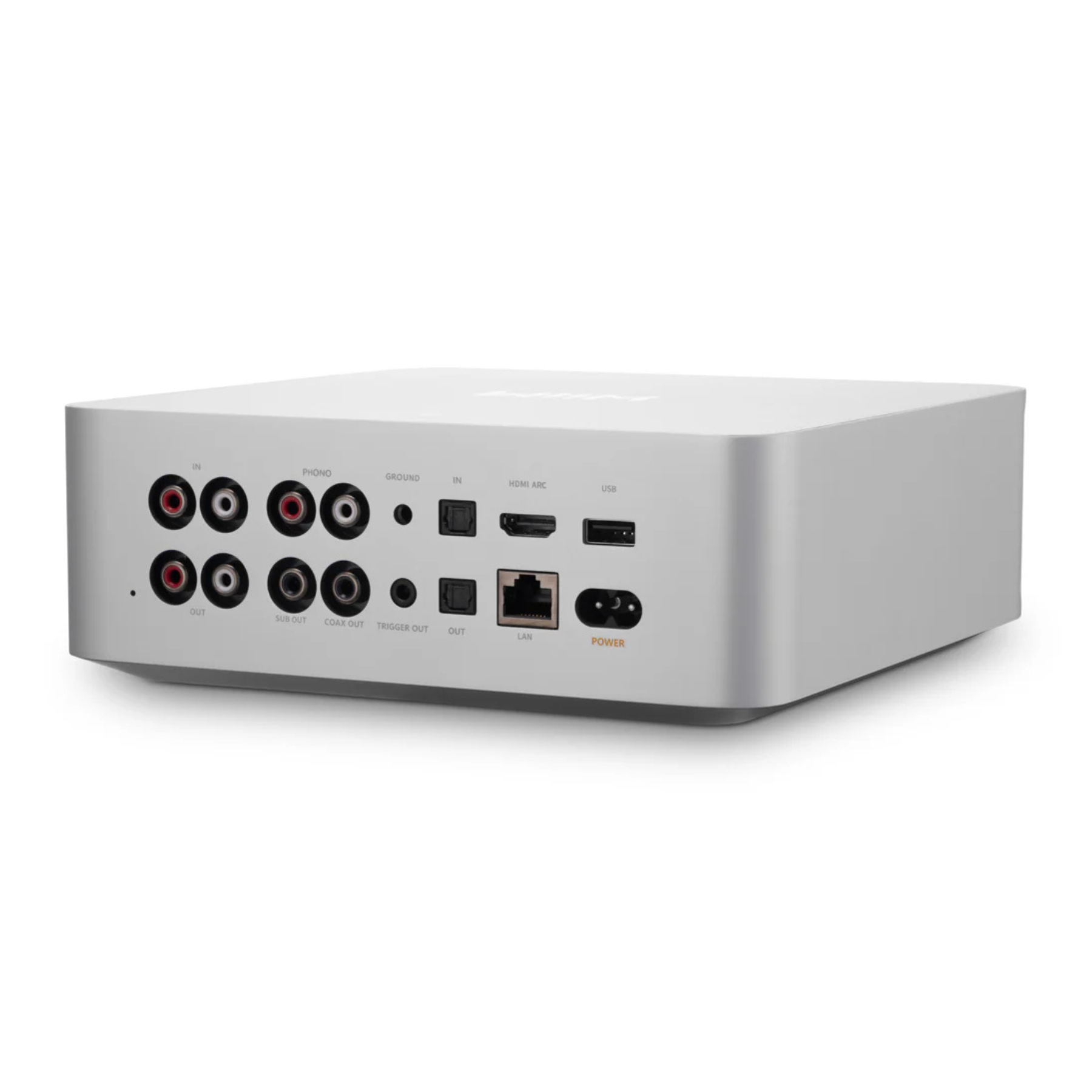 Back view of WiiM Ultra Wireless Audio Streamer in silver