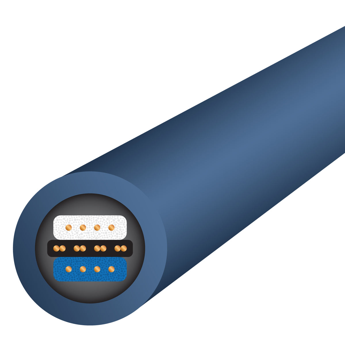 WireWorld Oasis 8 Subwoofer Cable - Cross section of Tri-DNA Helix cable