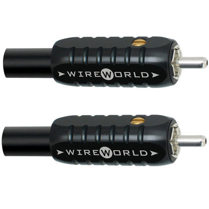 Wireworld Equinox 8 RCA Cable - Closeup of patented Silver-Tube RCA connectors