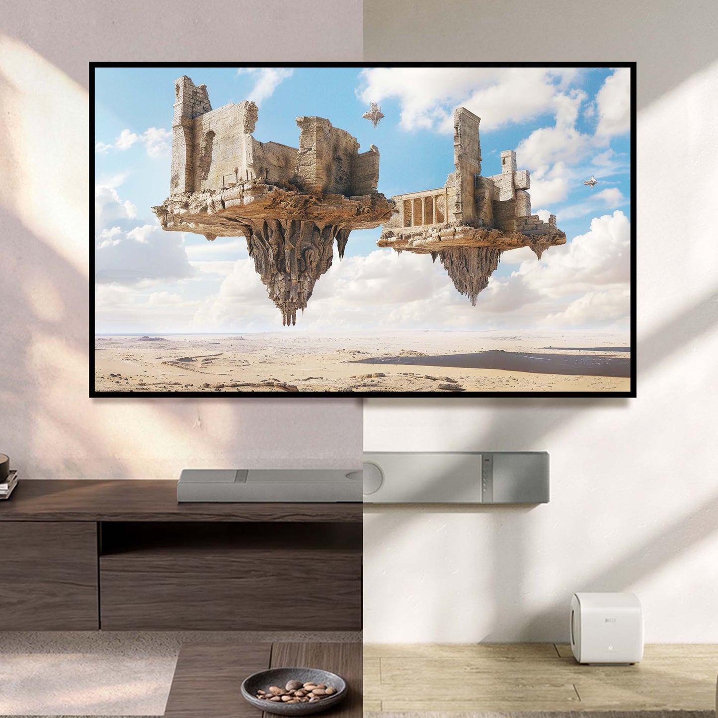 KEF XIO Dolby Atmos Soundbar in Silver Grey - Lifestyle