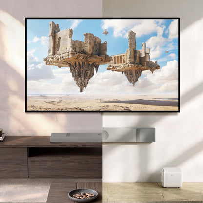 KEF XIO Dolby Atmos Soundbar in Silver Grey - Lifestyle