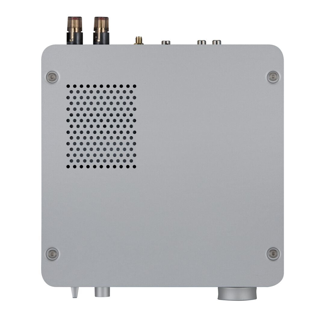 Top view of a silver Yamaha WXA-70A Streaming Amplifier on a white background