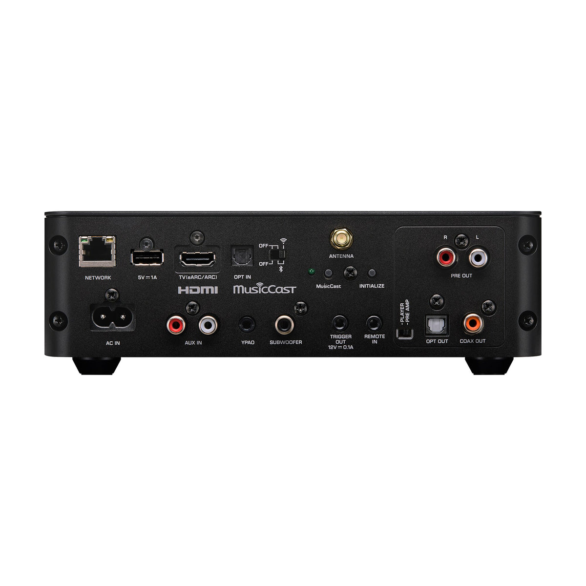 Black Yamaha WXC-70A Streamer showing rear panel with connections