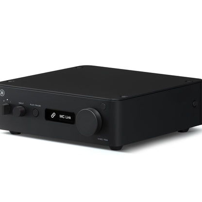 Front angle view of black Yamaha WXC-70A Streamer on a white background