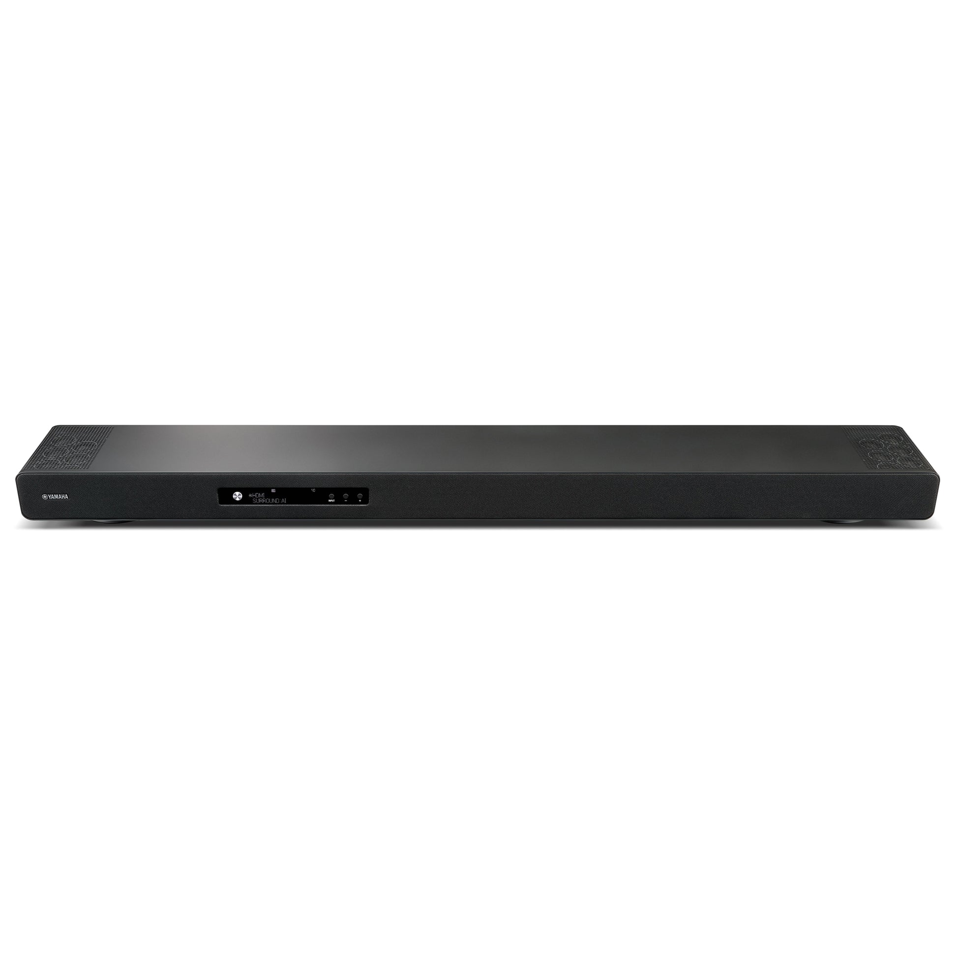 Black soundbar on a white background
